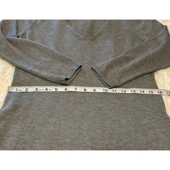 Worthington Gray V-neck A-Line Knit Dress Polyester Viscose Blend Women's Size S - Picture 8 of 15